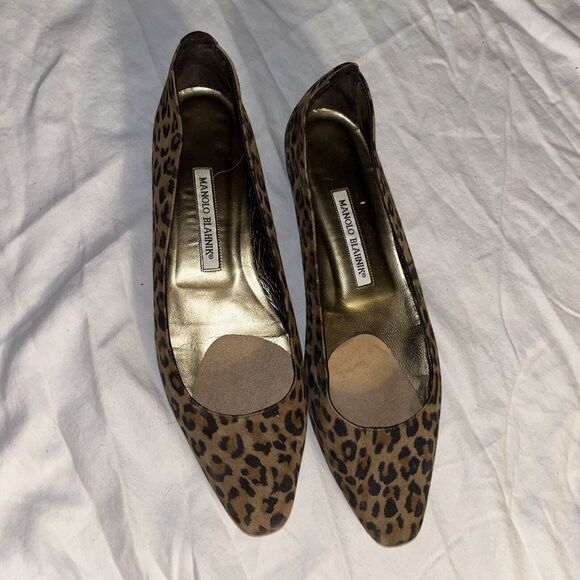MANOLO BLAHNIK Leopard Suede Flats Classic‎ Ballet Size 40 - Picture 1 of 10